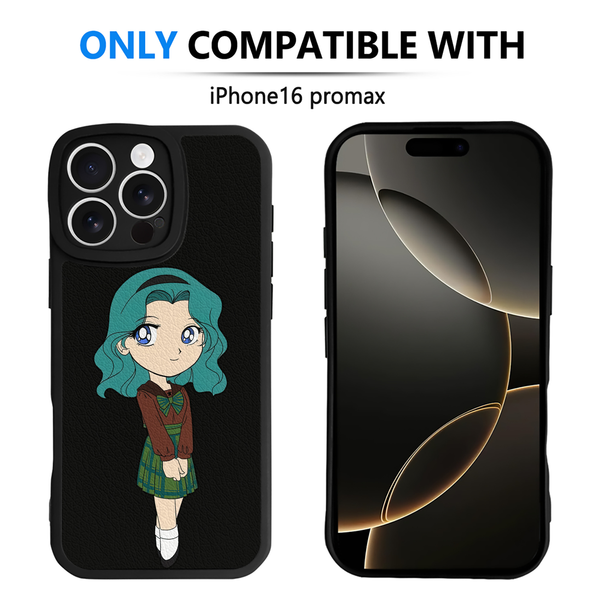 （画像用） 美少女戦士セーラームーン 海王 みちる（かいおう みちる） Sailor Moon Kaiou Michiru 【iPhone 16シリーズ対応】シリコンスマホケース（レザー調） 材質：シリコン